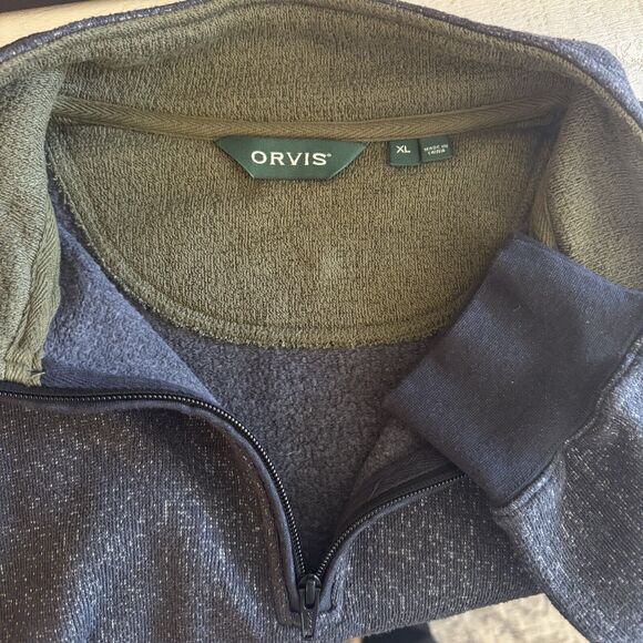 Orvis Pullover Mens XL Gray Quarter Zip Sweater Sweatshirt Hiking Outdoors - Picture 6 of 7